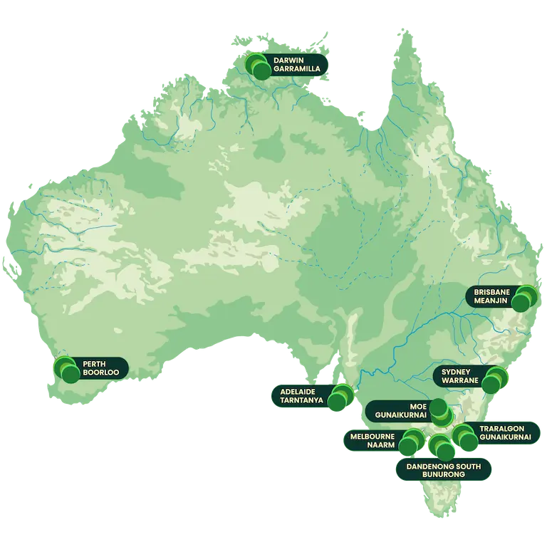 Map of office locations in Australia