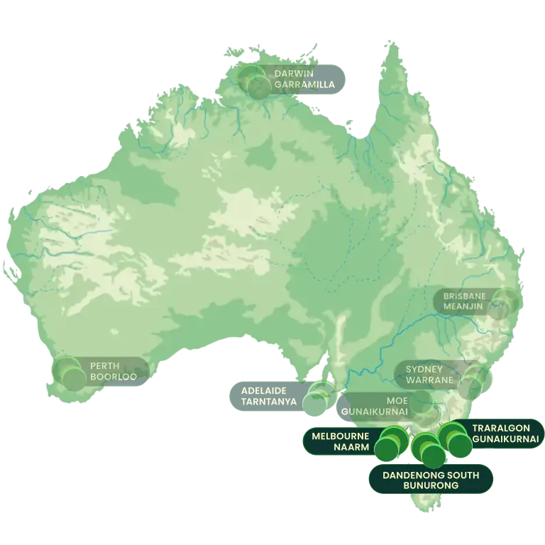 Map of office locations in Australia with Offices in VIC highlighted
